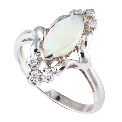 STARRY BABE STERLING SILVER AUSTRALIAN WHITE OPAL RING STARRY BABE STERLING SILVER AUSTRALIAN WHITE OPAL RING